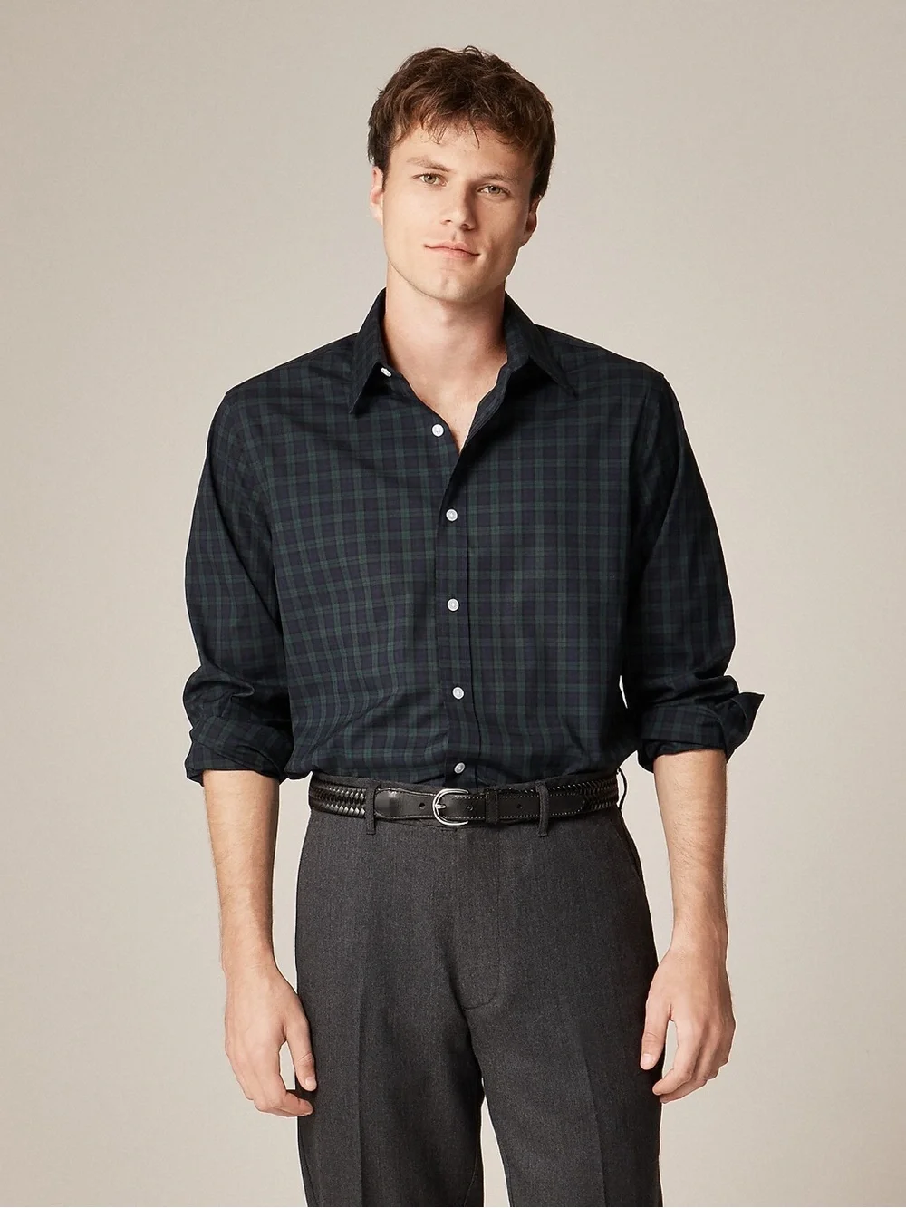 J. Crew Navy and Rust Plaid Button-Down Shirt